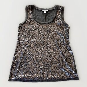 3/$25 Sale! Ann Taylor‎ LOFT Women's Matte Gray Sequin Tank Top Size M